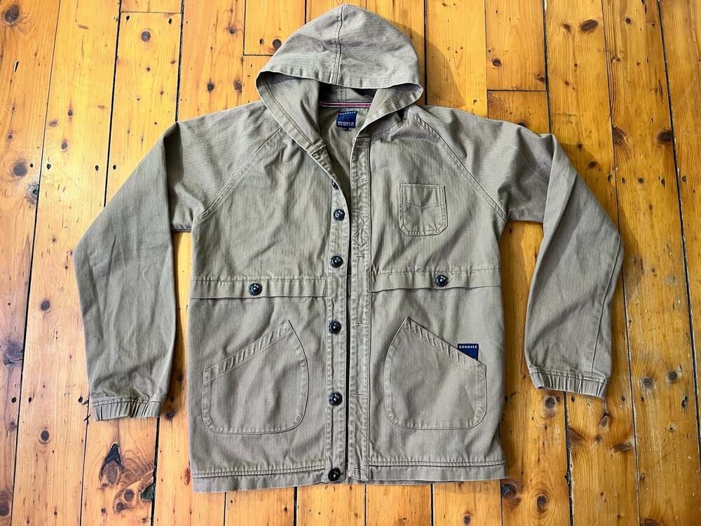 Goodale New York Herringbone Twill Utility Hooded Jacket Workwear Large